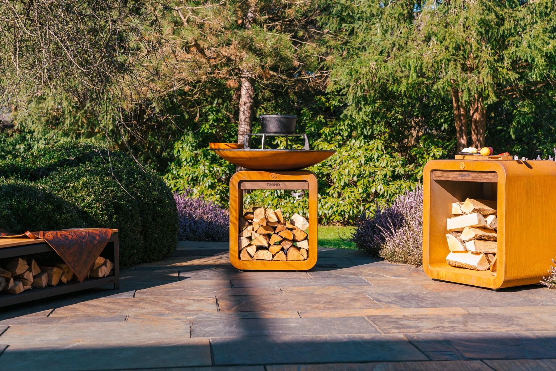 Brasero plancha Seare Halo acier corten FORNO