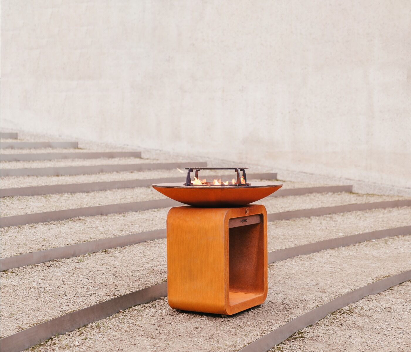 Brasero plancha Seare Halo acier corten FORNO