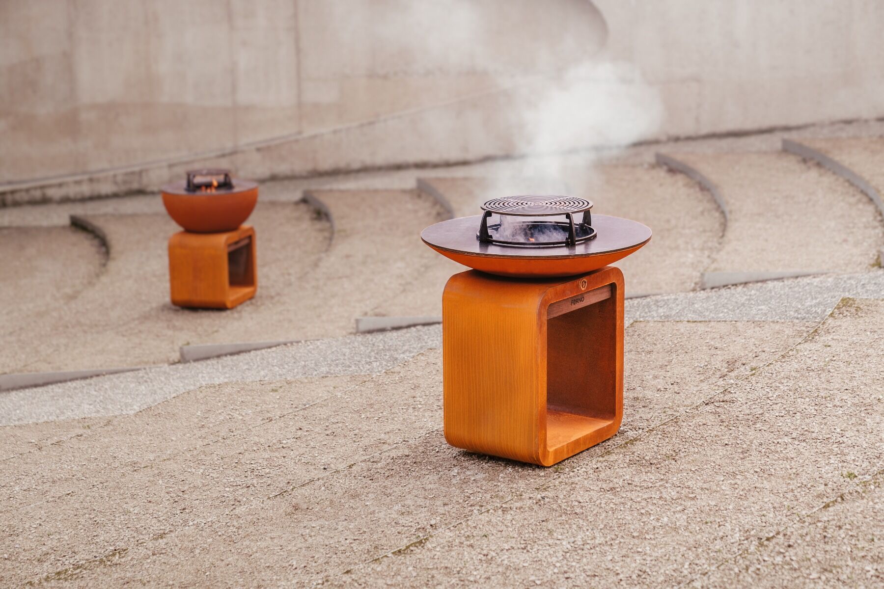 Brasero plancha Seare Halo acier corten FORNO