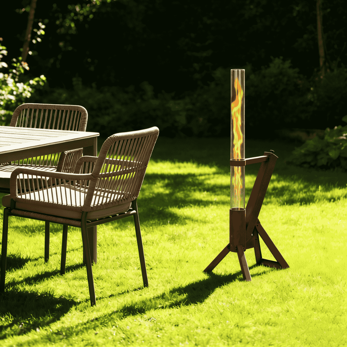 Chauffage de terrasse à granulés acier corten Green Flame