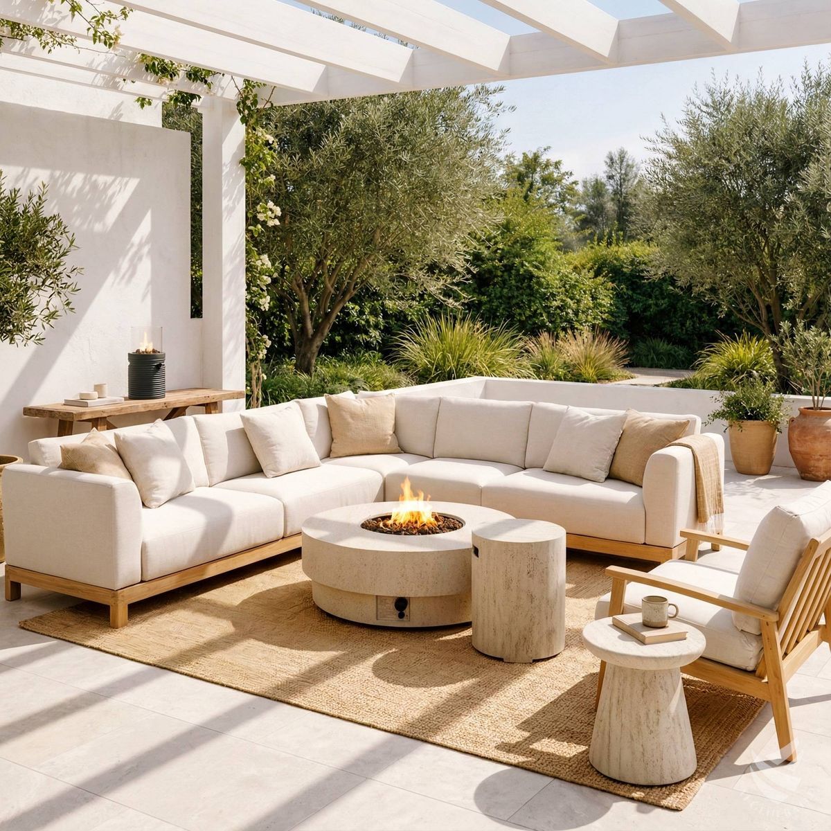 Table brasero Estate Round 105 travertin Happy Cocooning