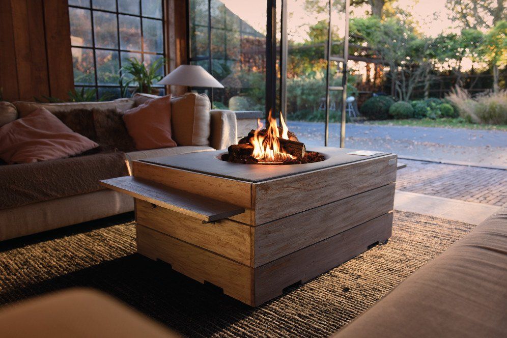Happy C. table de feu Rectangle Teck (noir)