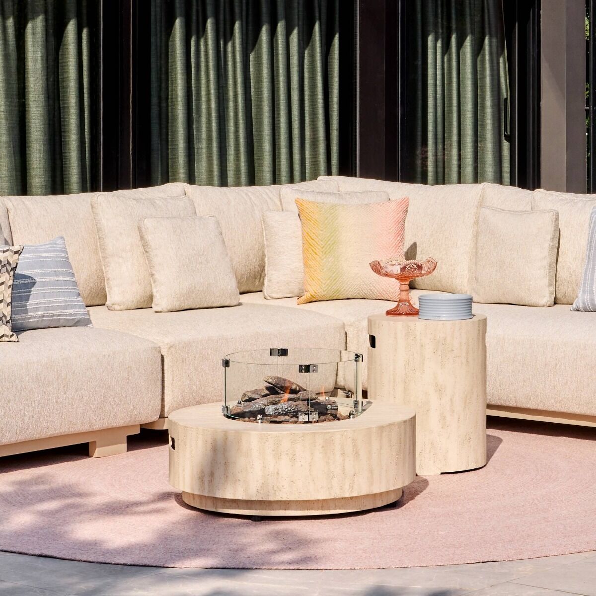 Table brasero Estate Round 76 travertin Happy Cocooning