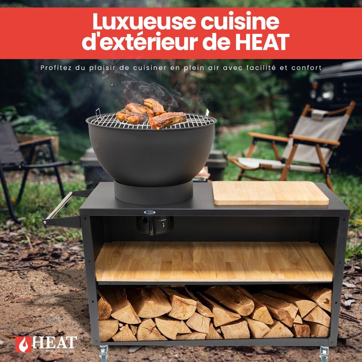 HEAT Trolle Cuisine Extérieure Noir