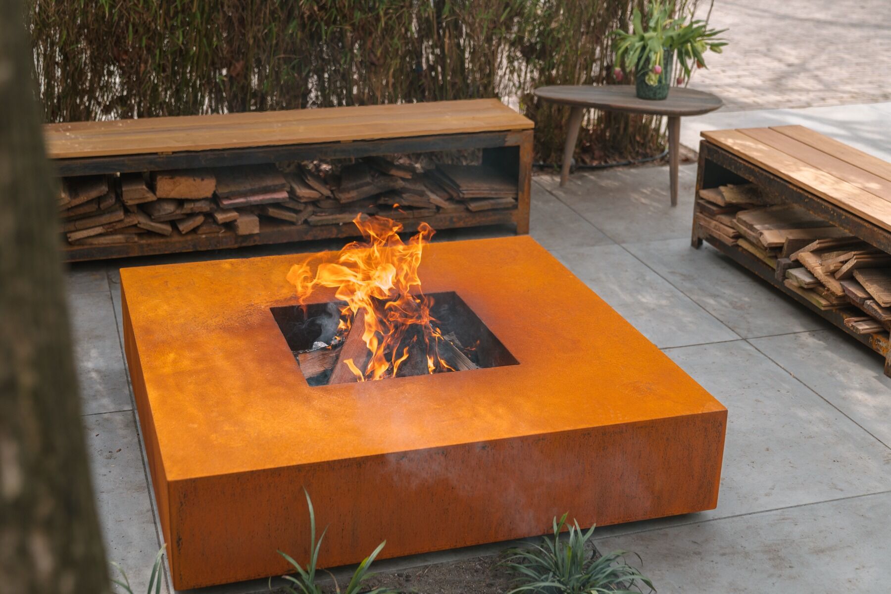 FORNO Table de Feu Acier Corten Carré (Ø 120 cm)