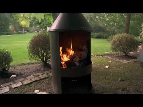 HEAT Larvik Cheminée de jardin avec Stockage de Bois