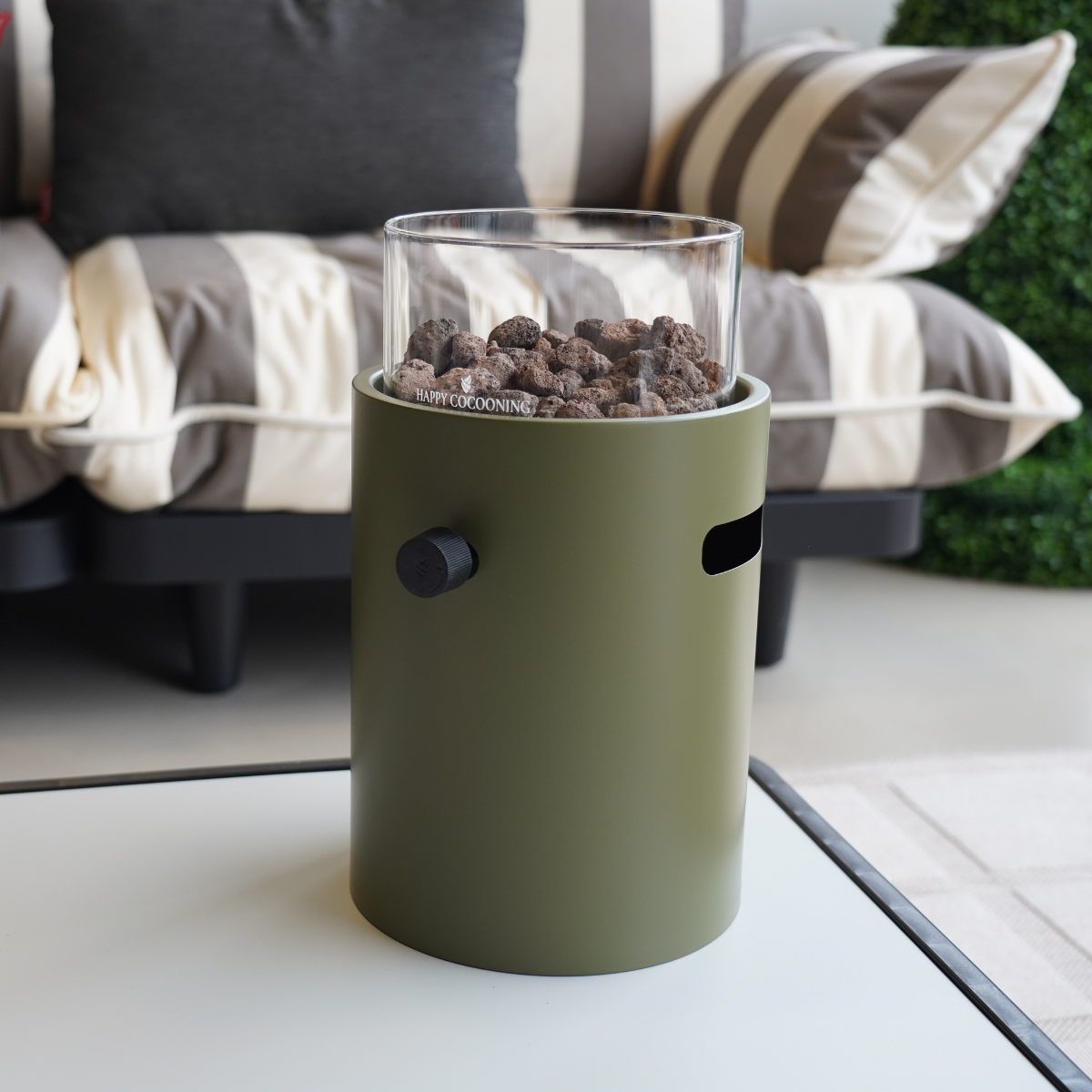 Cheminée de table Lumi Steel vert Happy Cocooning