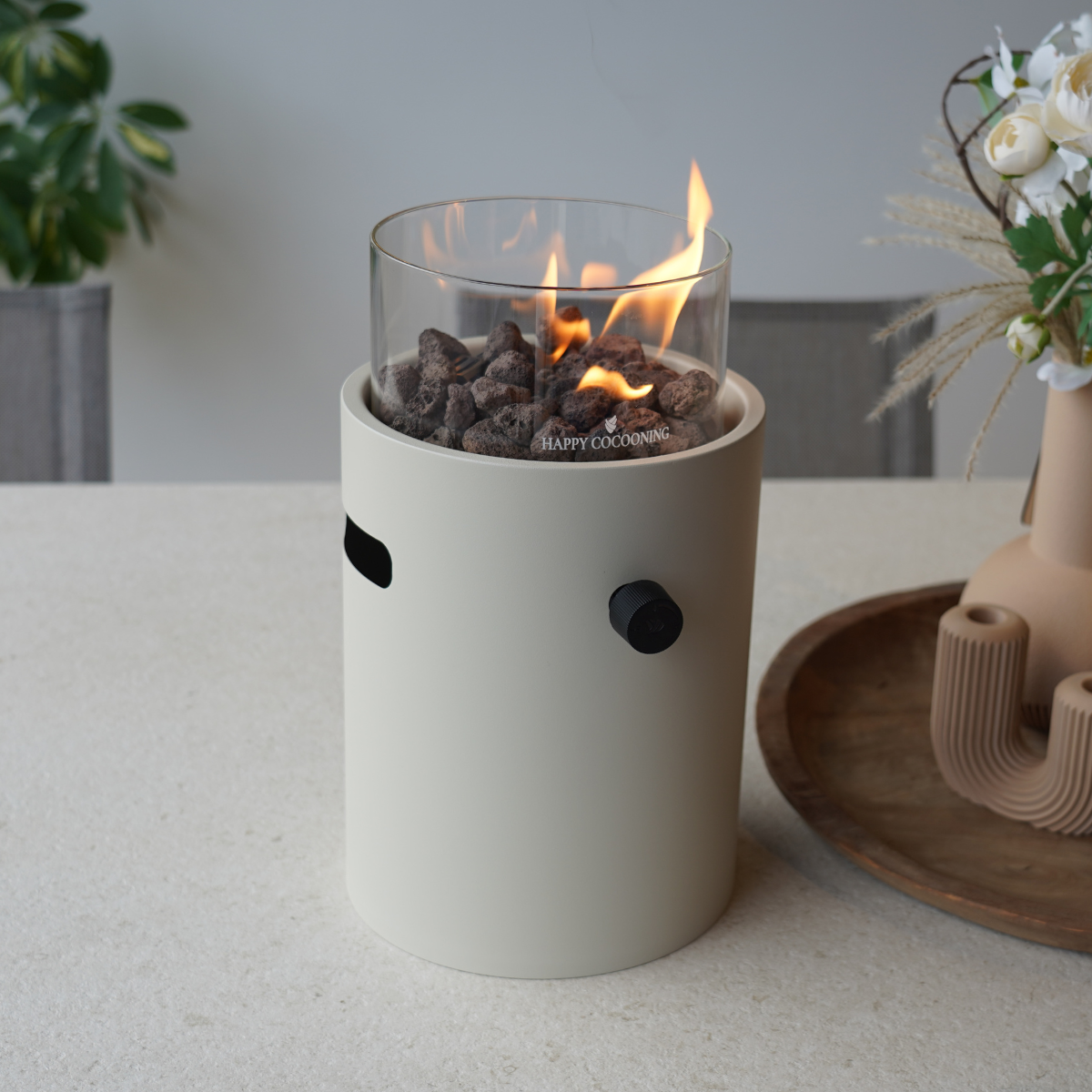 Cheminée de table Lumi Steel beige Happy Cocooning