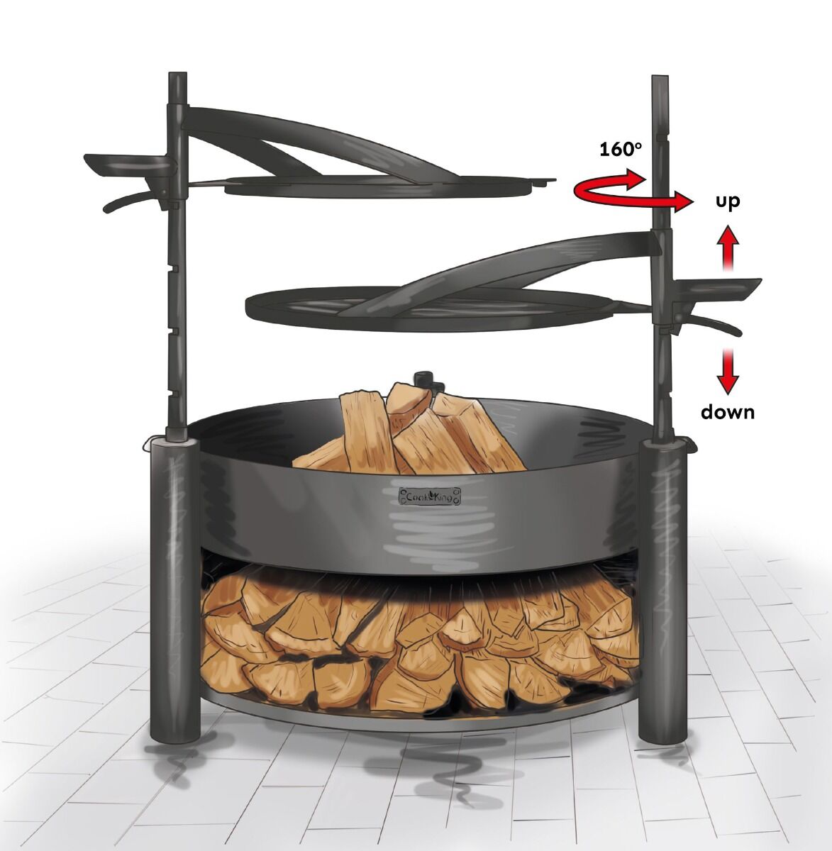 CookKing Bol à Feu Multifonctionnel Montana X avec Grille de Cuisson 60 cm