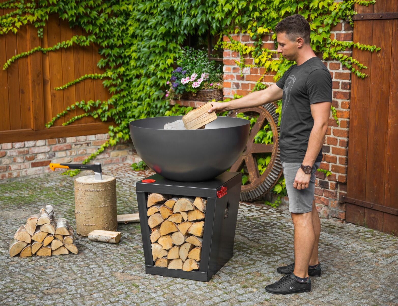 CookKing Braciere Forest Grill Con Motivo Laser 80 Cm – Falò Da Giardino In Acciaio Per Serate Romantiche E Barbecue