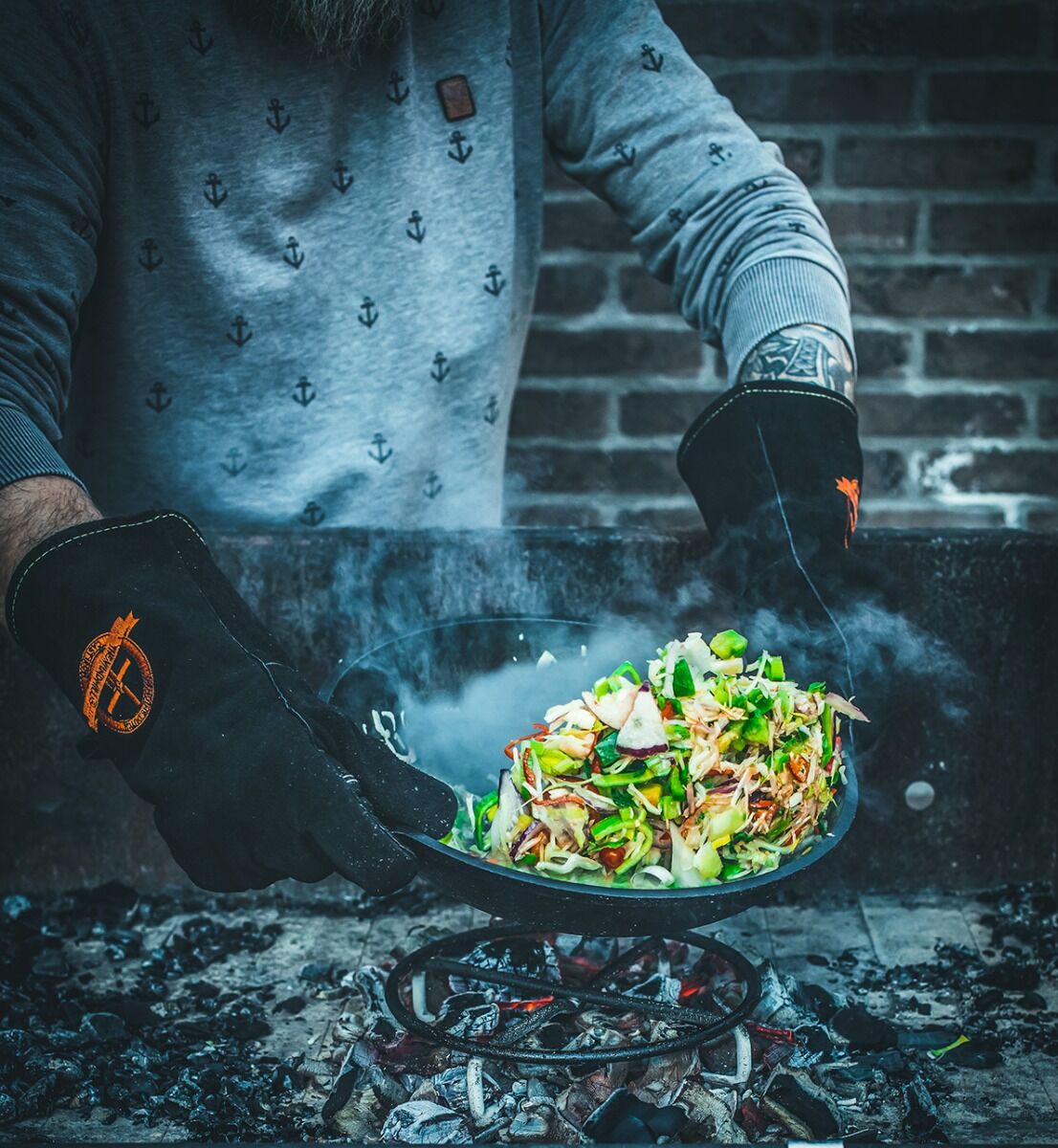 The Windmill Lot de 2 gants en cuir pour barbecue The Windmill Lot de 2 gants en cuir pour barbecue