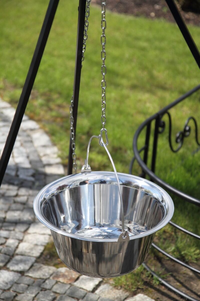 CookKing Trépied 180 cm avec Marmite en Acier Inoxydable 14 L + Poulie