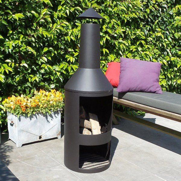 HEAT Larvik Cheminée de jardin avec Stockage de Bois