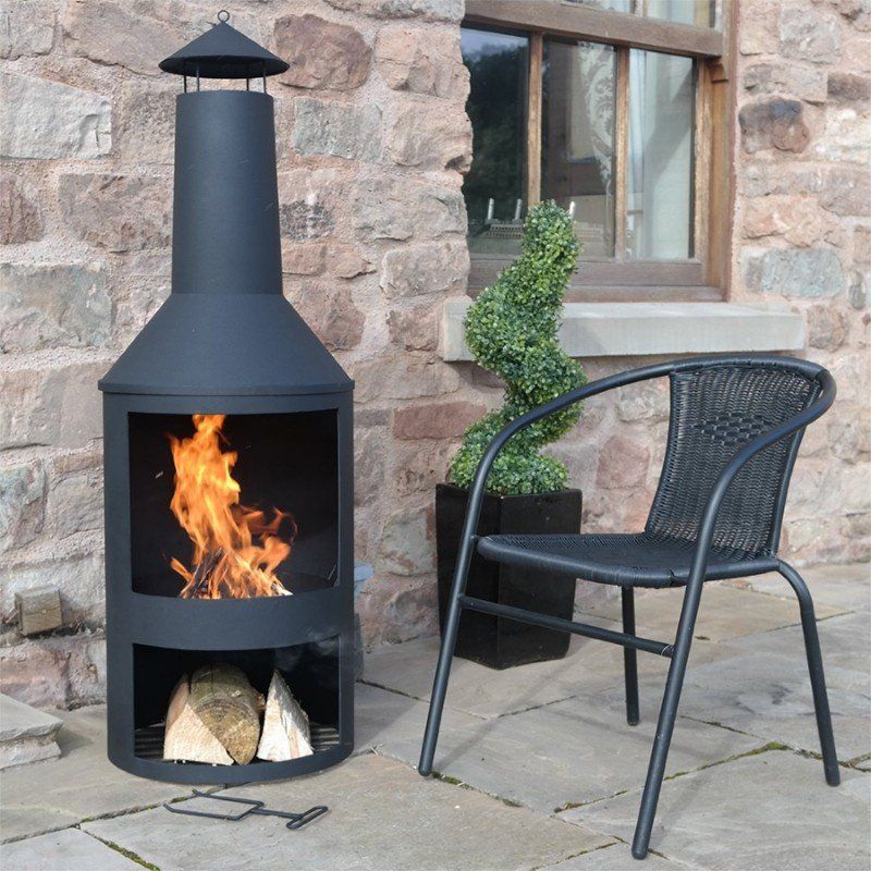 HEAT Larvik Cheminée de jardin avec Stockage de Bois