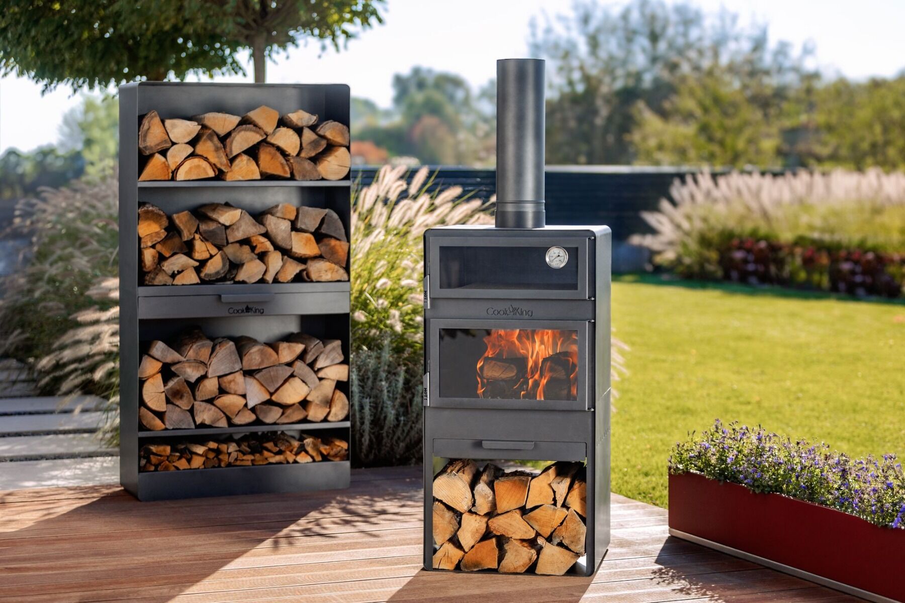 Cheminée de jardin Vento avec four et double vitrage CookKing