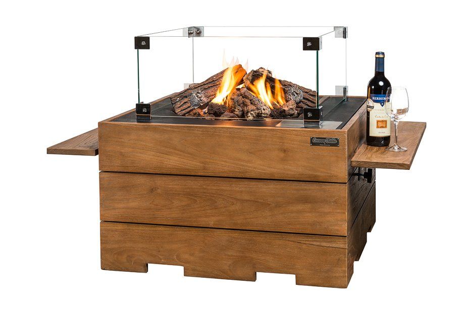 Happy C. table de feu carrée Teck (anthracite)
