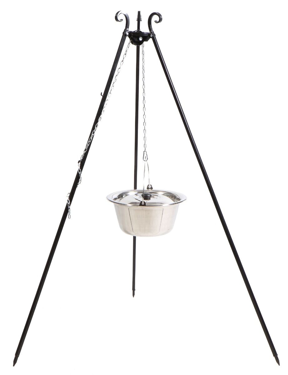CookKing Trépied 180 cm avec Pot de Cuisson en Acier Inoxydable 14 L