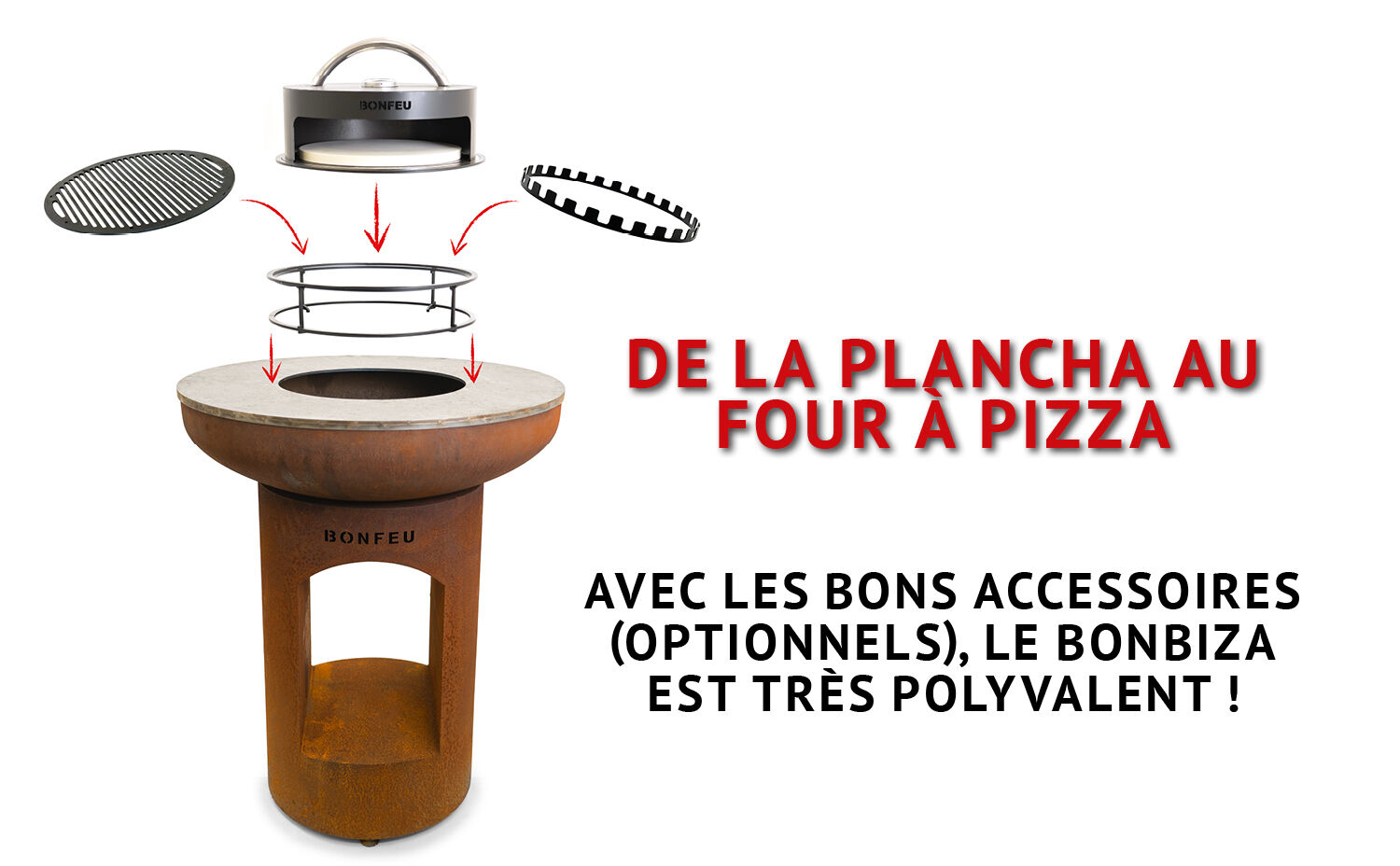 Brasero plancha BonBiza ouvert noir BonFeu