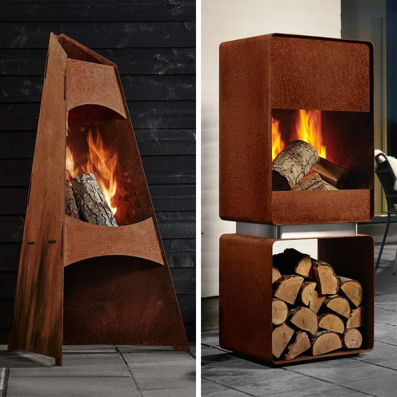 Redwood fireplaces